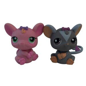 Littlest Pet Shop LPS Mouse Gray #1203 Pink #303 Mice Lot of 2 Figures
